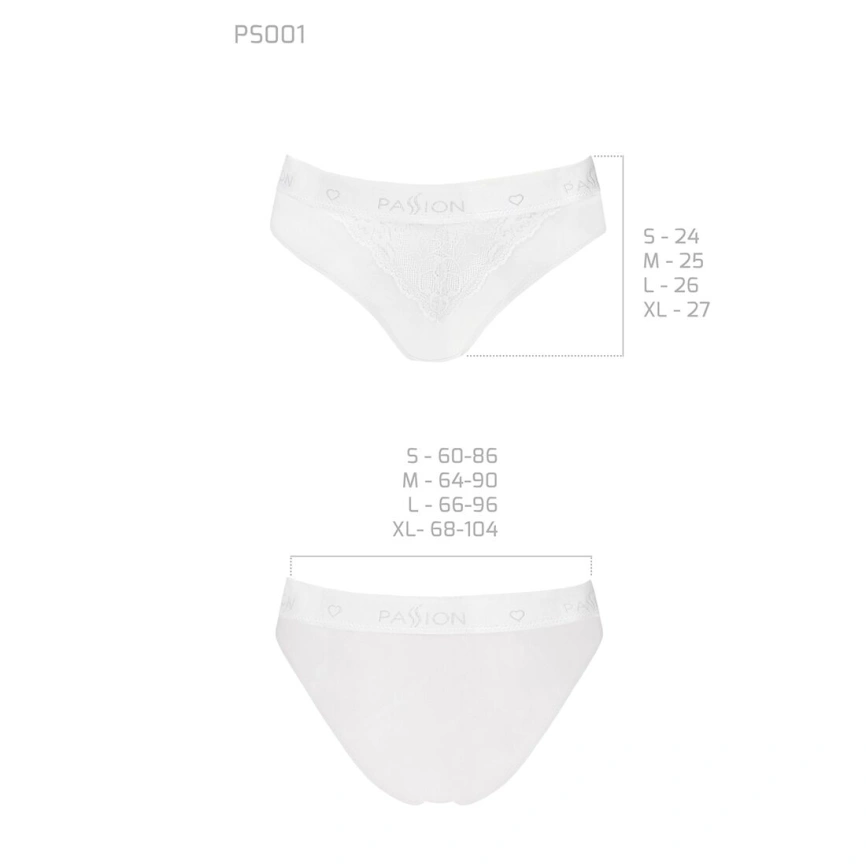 Трусики с широкой резинкой и кружевом Passion PS001 PANTIES S, white фото 10