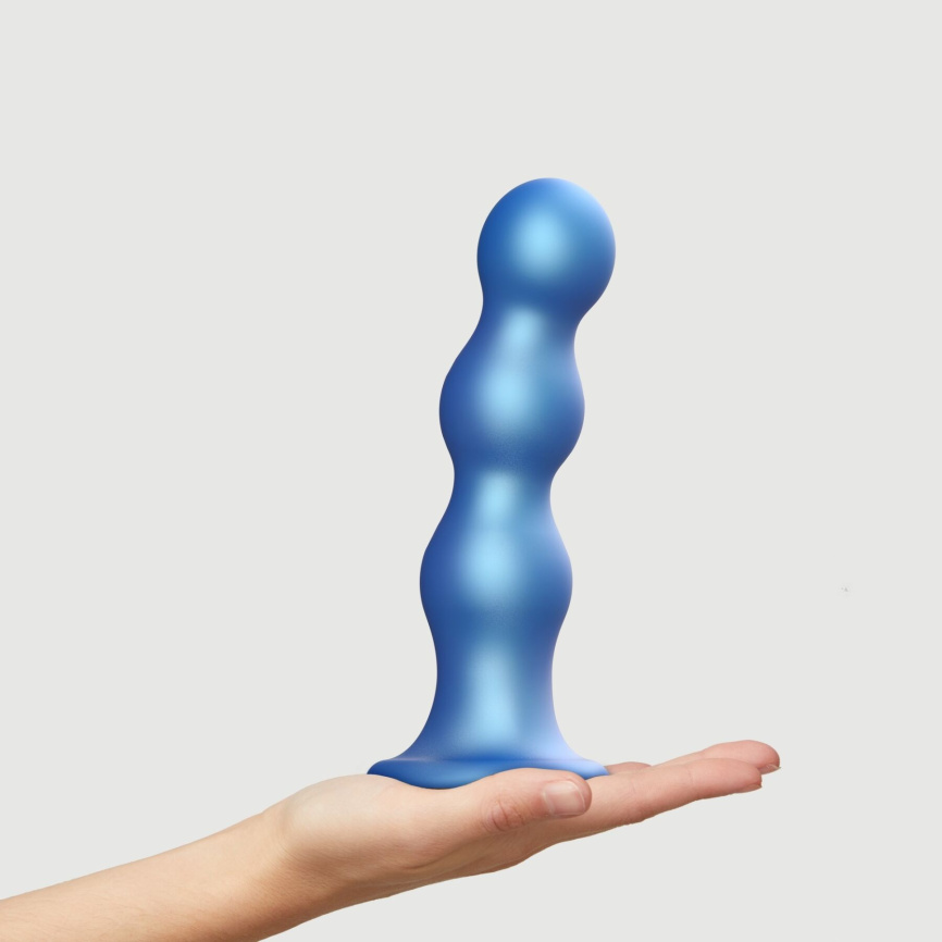 Насадка для страпона Strap-On-Me Dildo Plug Balls Blue Metallic XXL фото 2