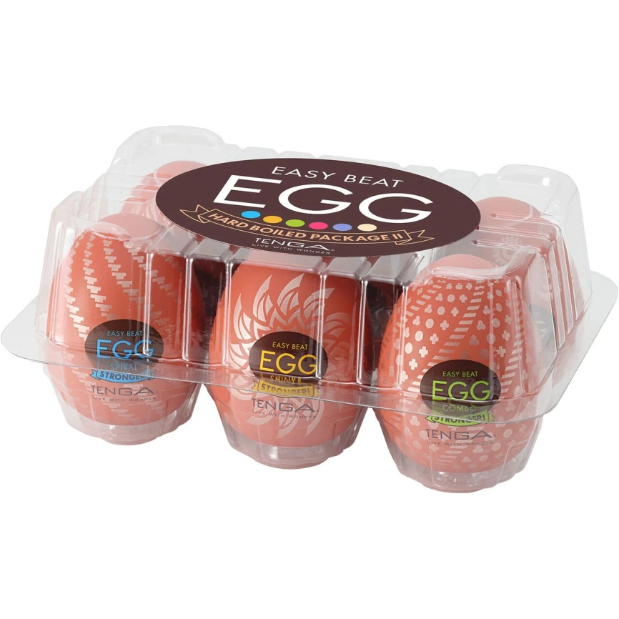 Набор мастурбаторов-яиц Tenga Egg Hard Boilded II Pack (6 яиц), плотный TPE, выпуклая текстура фото 5