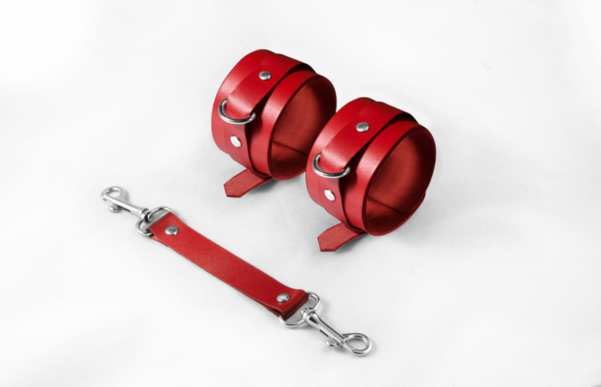 Наручники Feral Feelings - Hand Restraints Red, натуральна шкіра фото 1