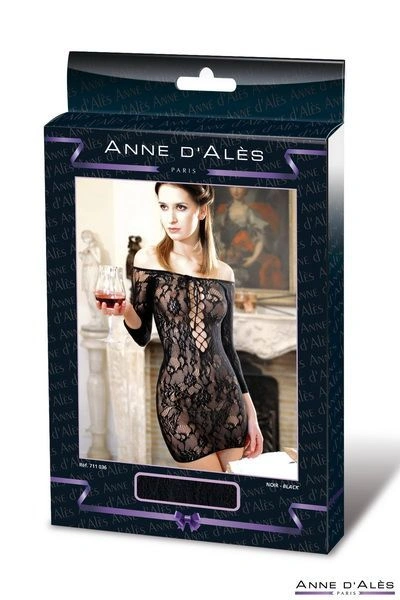Платье-сетка с декольте Anne De Ales FETISH DINNER Black XL, спущенное плечо фото 3