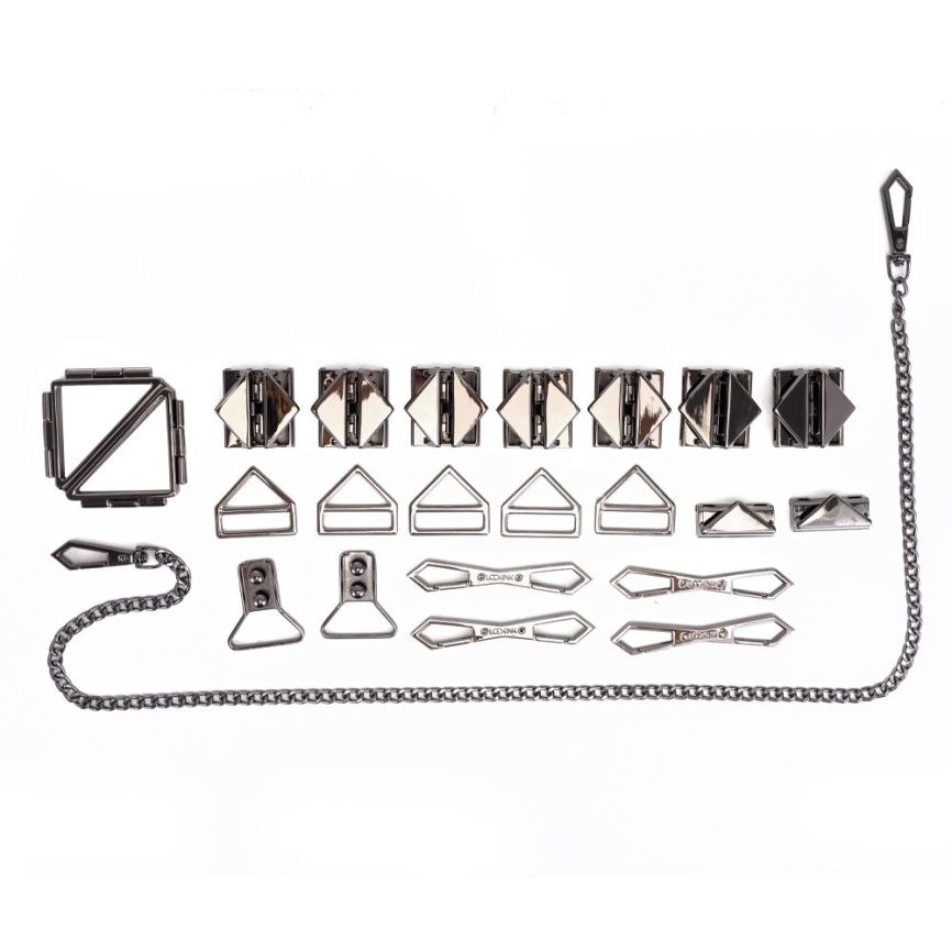 БДСМ-набір LOCKINK Bondage & Restraint Set, чорний, натуральна шкіра, фіксатори, маска, кляп фото 3