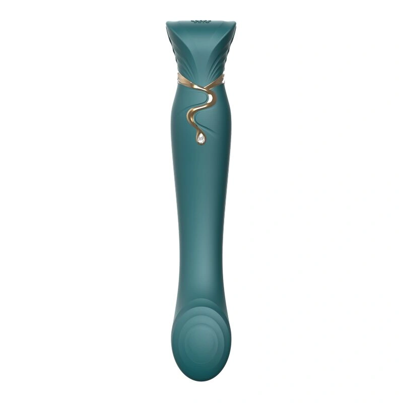 Смартвибратор 3в1 Zalo — Queen Set Jewel Green, пульсирующая жемчужина и вакуум, кристалл Swarovski фото 3
