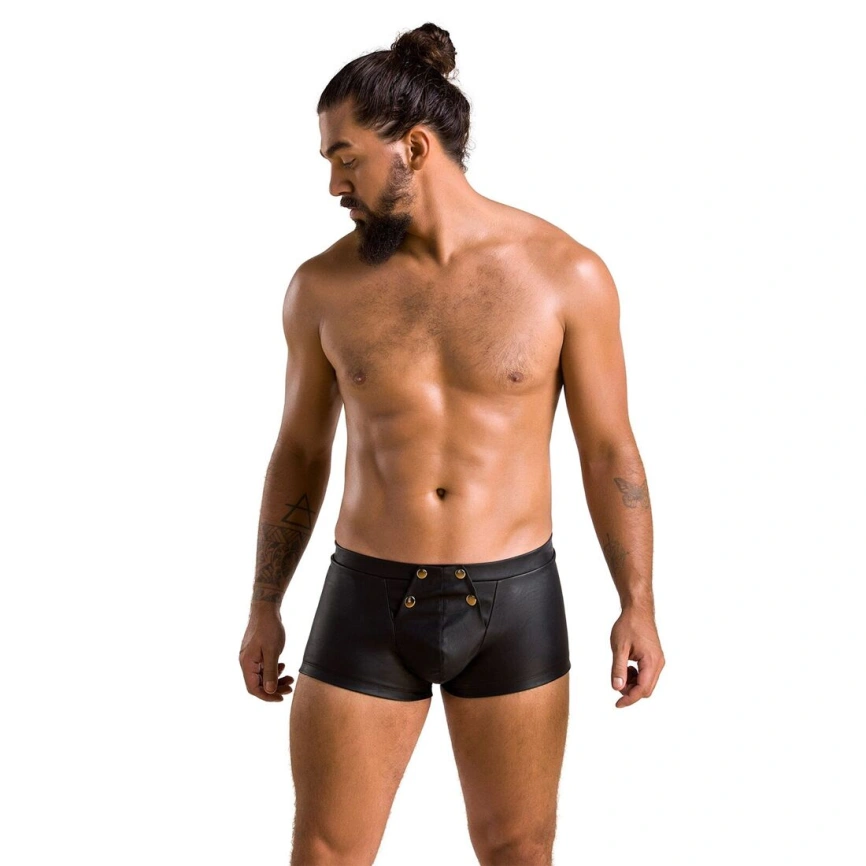 Мужские кожаные боксеры с клапаном Passion 050 SHORT PATRICK XXL/XXXL Black фото 9