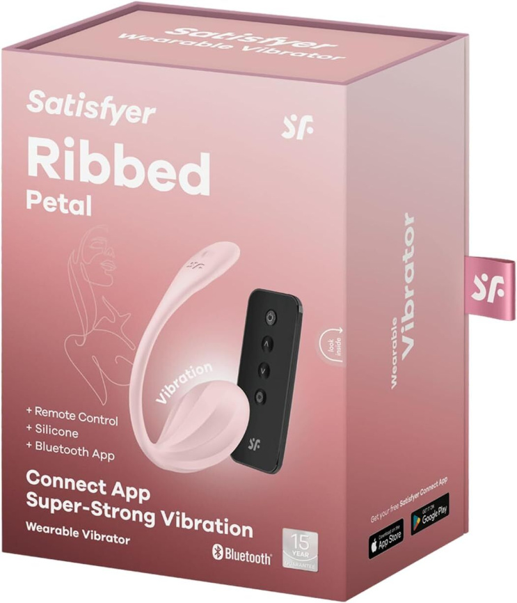 Смарт-віброяйце Satisfyer Ribbed Petal Connect App Rose, керування зі смартфона, пульт ДК фото 7