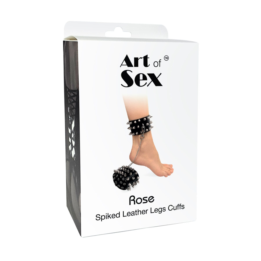 Поножі з шипами з натуральної шкіри Art of Sex, колір чорний фото 4