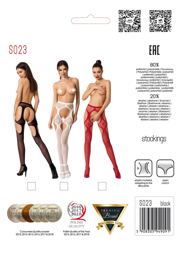 Эротические колготки-бодистокинги Passion S023 One Size, Red, имитация чулок с ромбами и пояском фото 5