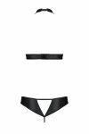 Комплект, открытый топ и трусики из эко-кожи с люверсами Passion MALWIA SET with Open Bra S/M, black фото 4