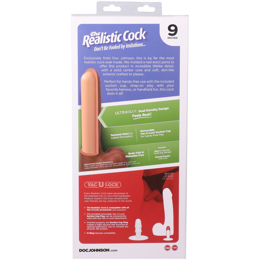 Фалоімітатор Doc Johnson The Realistic Cock ULTRASKYN - 9 Inch with Balls Chocolate фото 11