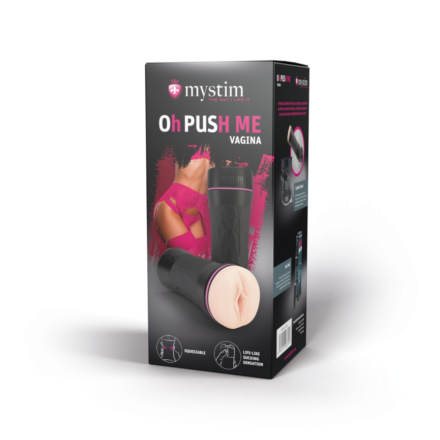 Мастурбатор-вагіна Mystim O(h) PUSH ME Vagina, можна стискати та регулювати вакуум фото 15