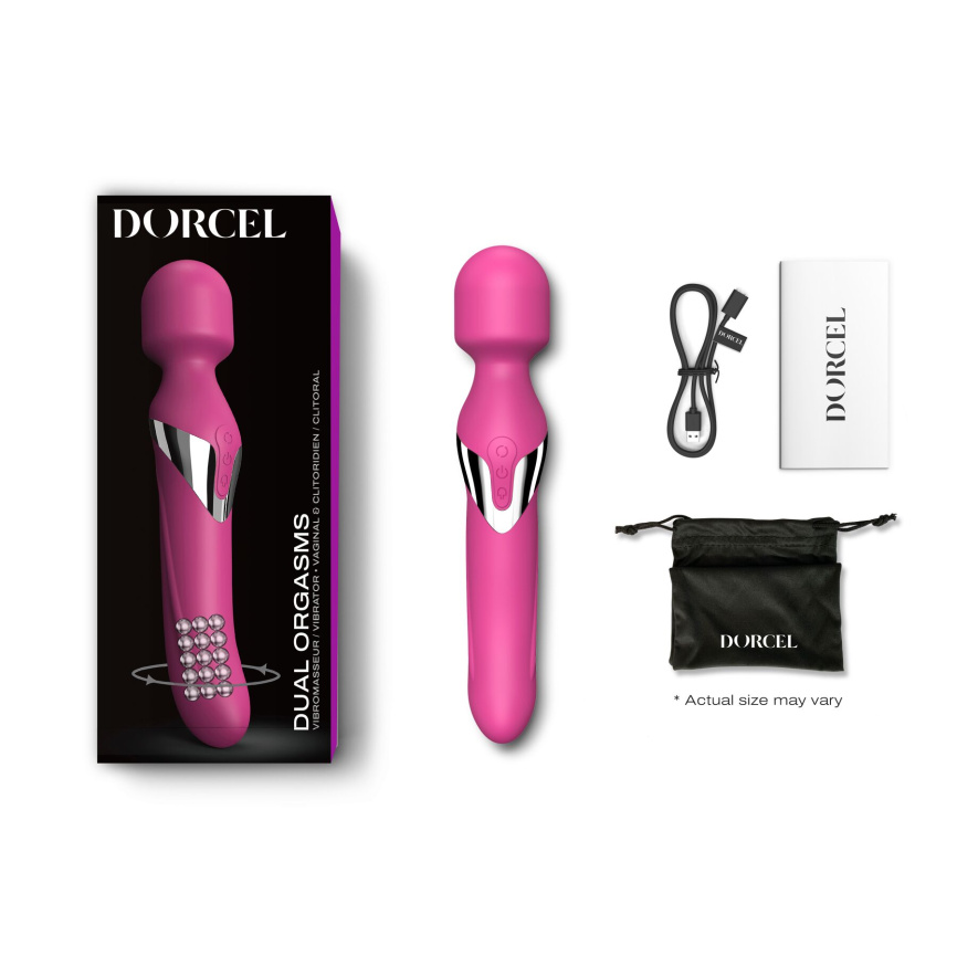 Вібромасажер 2в1 Dorcel Dual Orgasms Magenta класичний масажер і вібратор з перлинним масажем фото 5