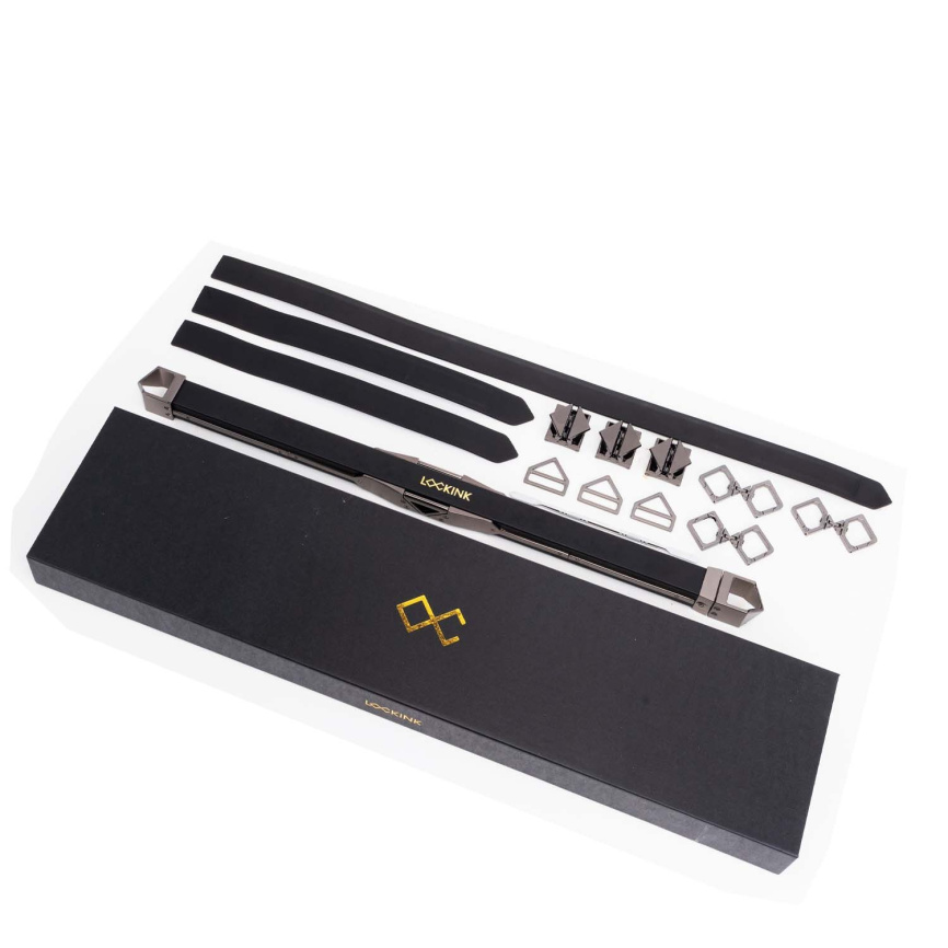 Фіксатор-розпірка LOCKINK Adjustable Spreader Bar Set, чорний, шкіряний, ремені для шиї, рук/ніг фото 1