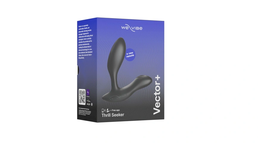 Смарт-вибромассажер простаты We-Vibe Vector+ CHARCOAL BLACK, пульт ДУ, регулируемый угол наклона фото 8