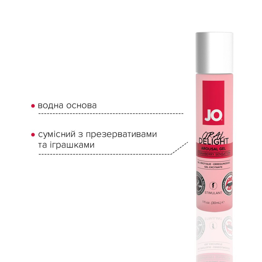 Гель для оральних пестощів JO Oral Delight — Strawberry Sensation (30 мл), ефект холод-тепло фото 4