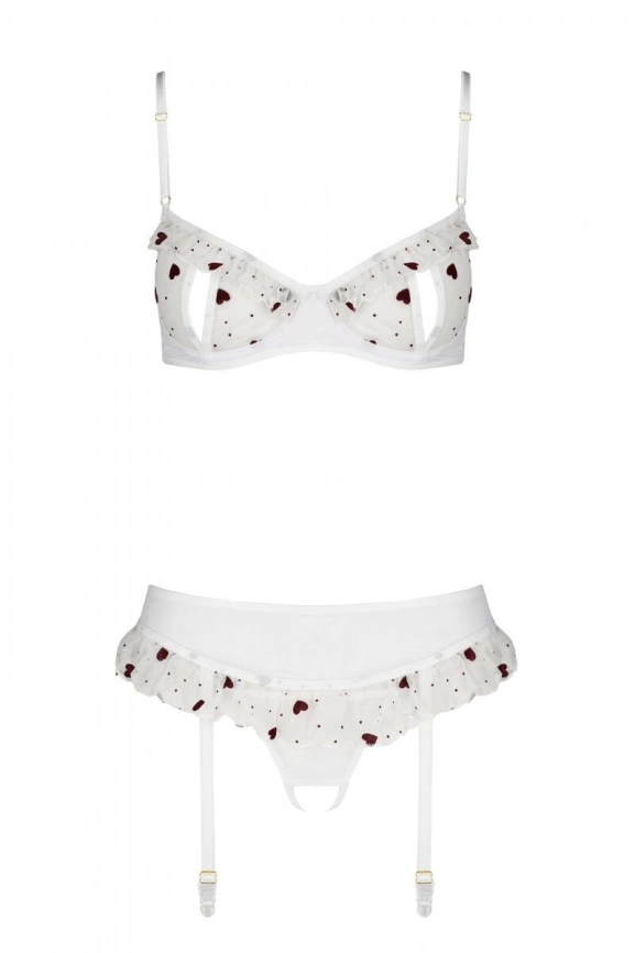 Сексуальный комплект с поясом для чулок Passion LOVELIA SET XXL/XXXL, white фото 5