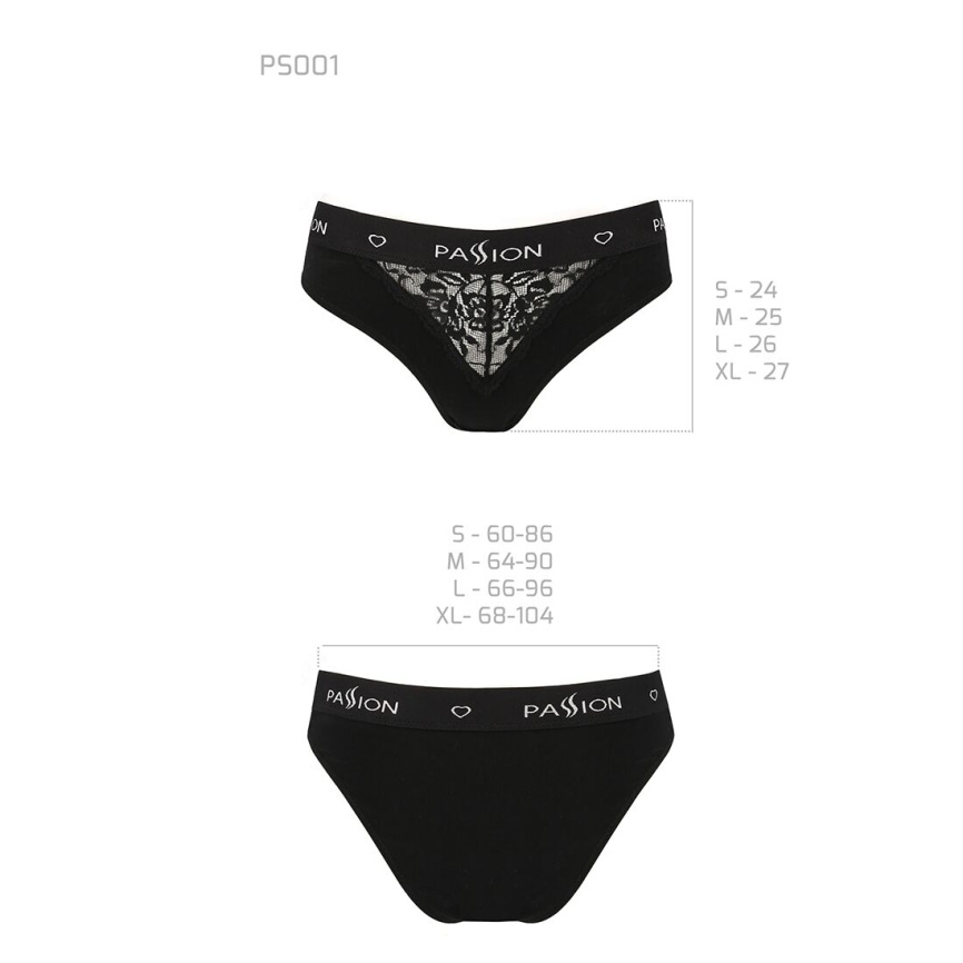 Трусики з широкою гумкою і мереживом Passion PS001 PANTIES L, black фото 6