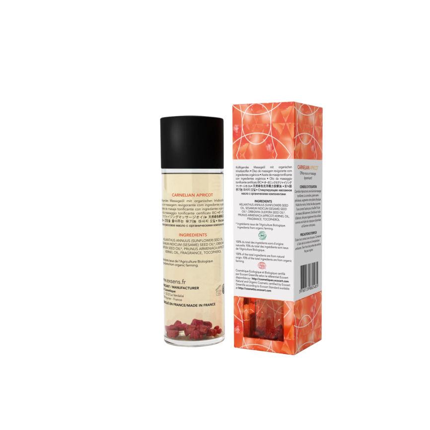 Масажна олія EXSENS Carnelian Apricot (бадьорна з сердоліком) 100мл, натуральна фото 2