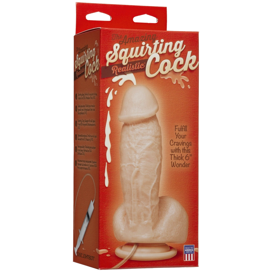 Кончающий фаллоимитатор Doc Johnson The Amazing Squirting Realistic Cock, ПВХ, диаметр 5,1см фото 3