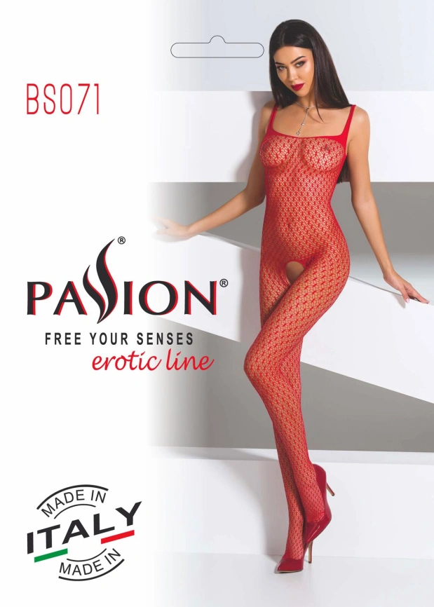 Бодистокинг Passion BS071 red, комбинезон на бретелях фото 6