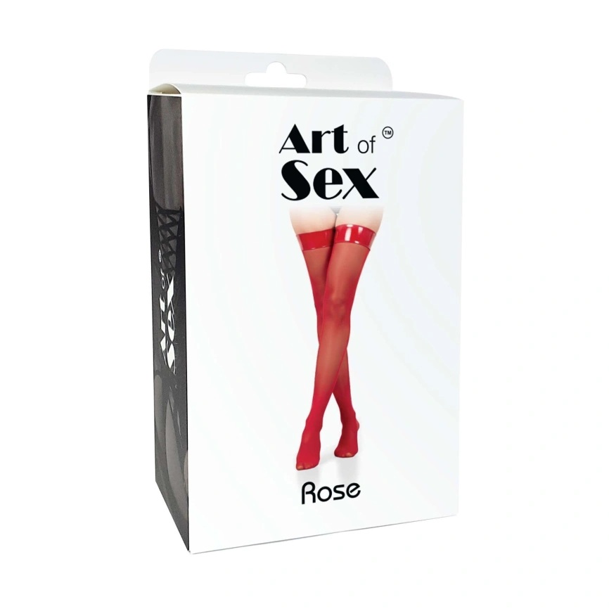 Чулки в мелкую сетку с коронкой Art of Sex - Rose, цвет черный с эффектом мокрого бархата, L фото 3