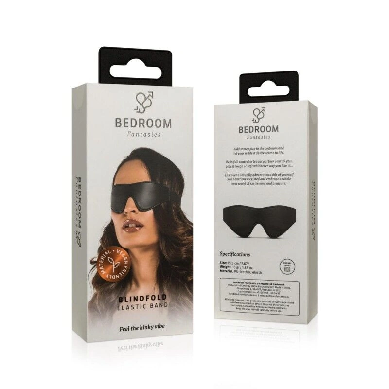 Маска Bedroom Fantasies: Faux Leather Blindfold, черная фото 5