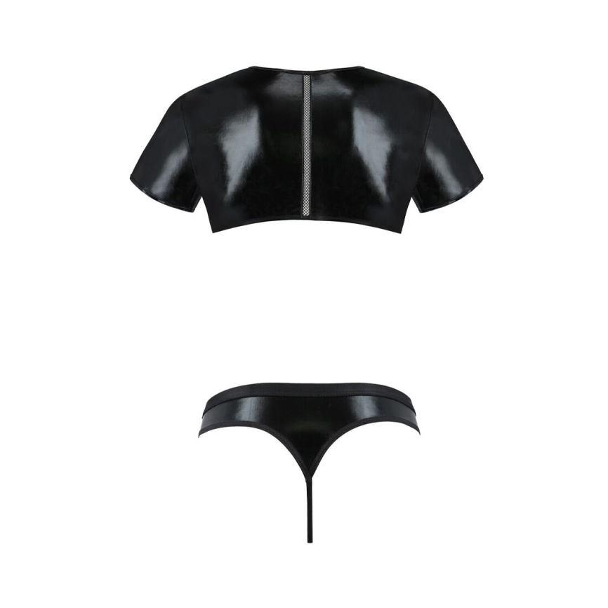 Комплект чоловічої білизни під латекс Passion 057 SET PETER L/XL Black, кроп-топ, стринги фото 12