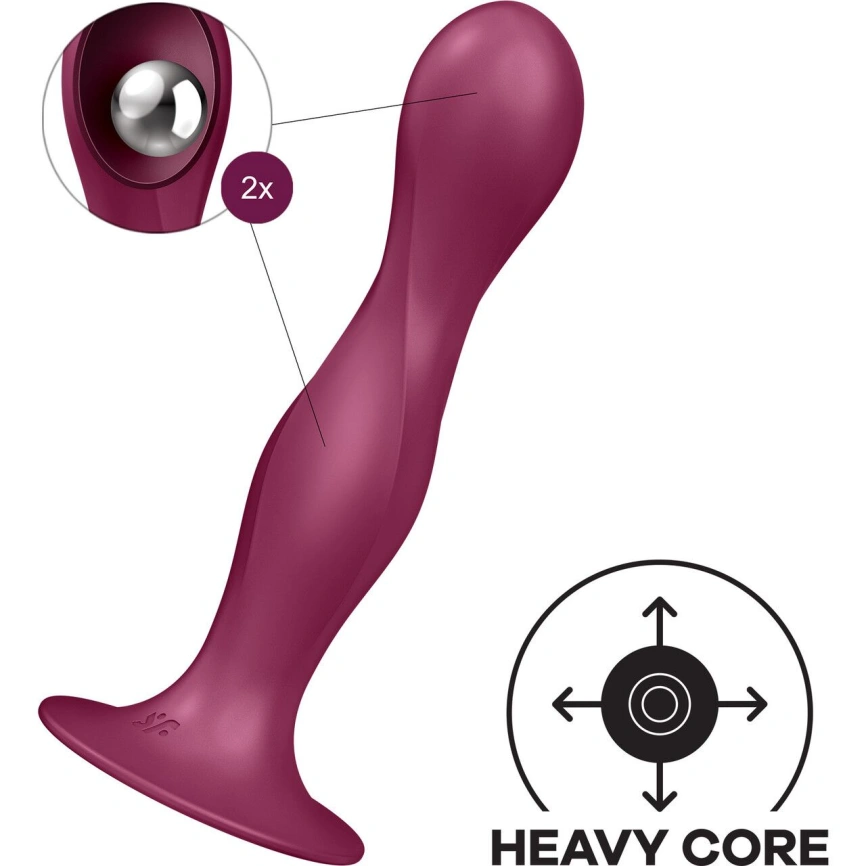 Дилдо Satisfyer Double Ball-R Red, унисекс, подвижные шарики внутри, на присоске фото 2