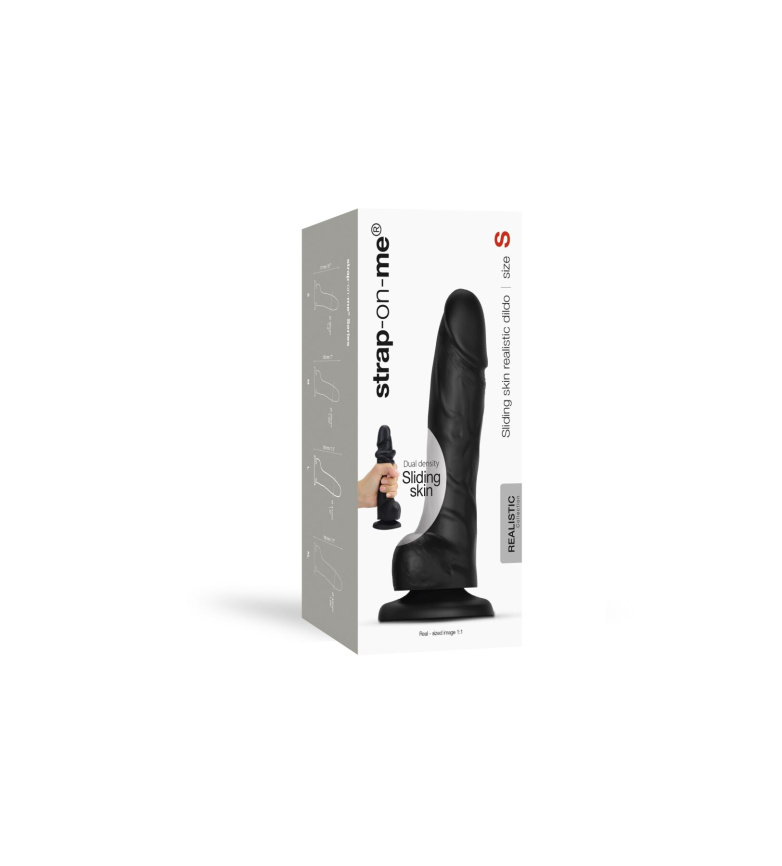 Реалістичний фалоімітатор Strap-On-Me Sliding Skin Realistic Dildo Black S, ефект рухливої шкіри фото 8