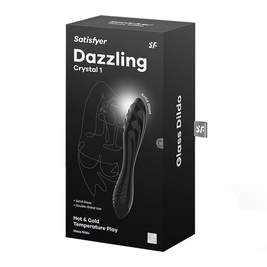 Двосторонній скляний дилдо Satisfyer Dazzling Crystal 1 Black, дуже міцний, без стопера фото 5