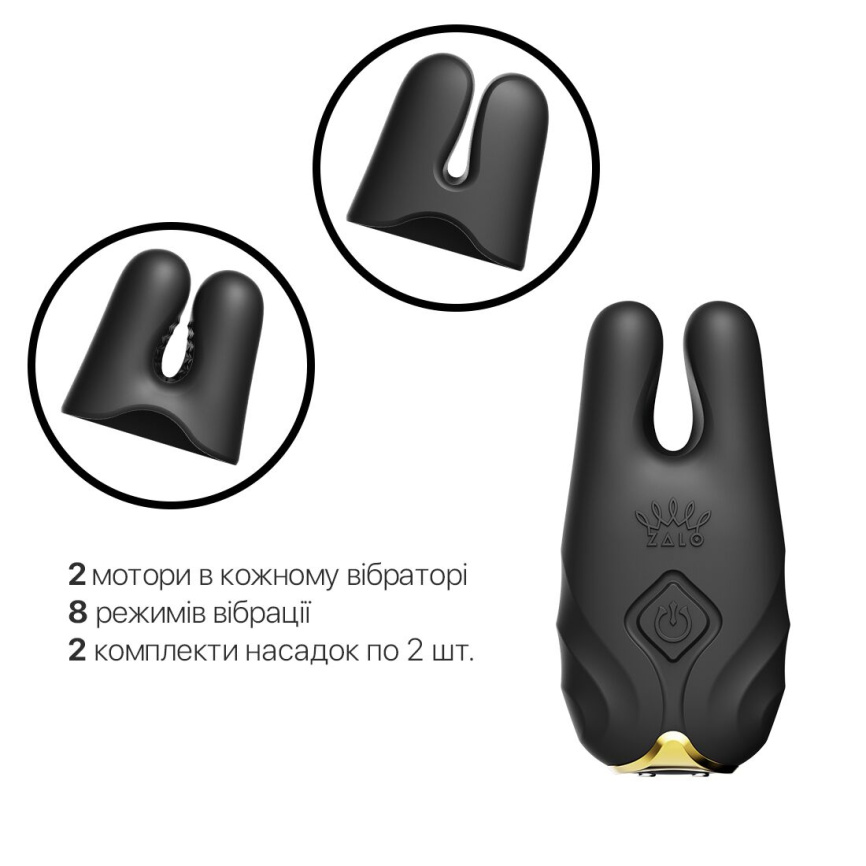Смарт-вібратор для грудей Zalo - Nave Obsidian Black, пульт ДК, робота через додаток фото 4