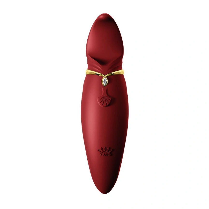 Вибратор 2в1 с язычком Zalo — Hero Wine Red, кристалл Swarovski фото 4