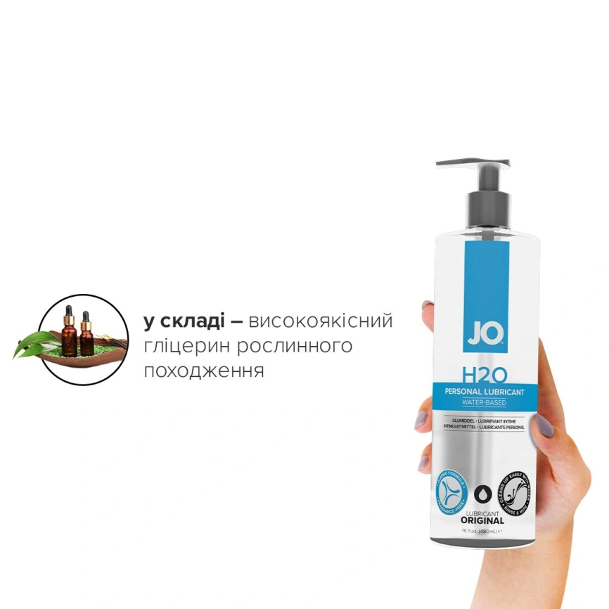 Смазка на водной основе JO H2O ORIGINAL (480 мл) маслянистая и гладкая, растительный глицерин фото 4