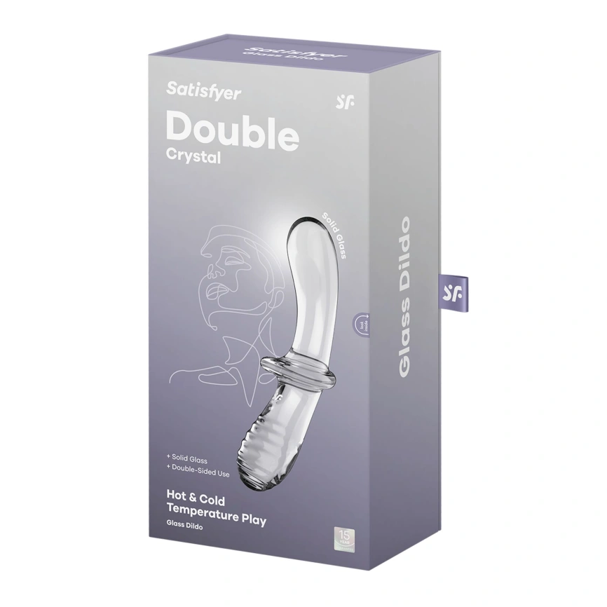 Двусторонний стеклянный дилдо Satisfyer Double Crystal Transparent, боросиликатное стекло, унисекс фото 5