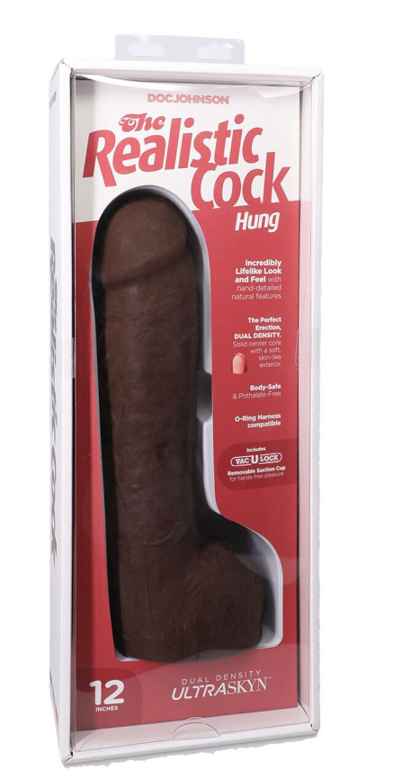 Фалоімітатор Doc Johnson The Realistic Cock ULTRASKYN - 12 Inch Hung with Balls Chocolate фото 8