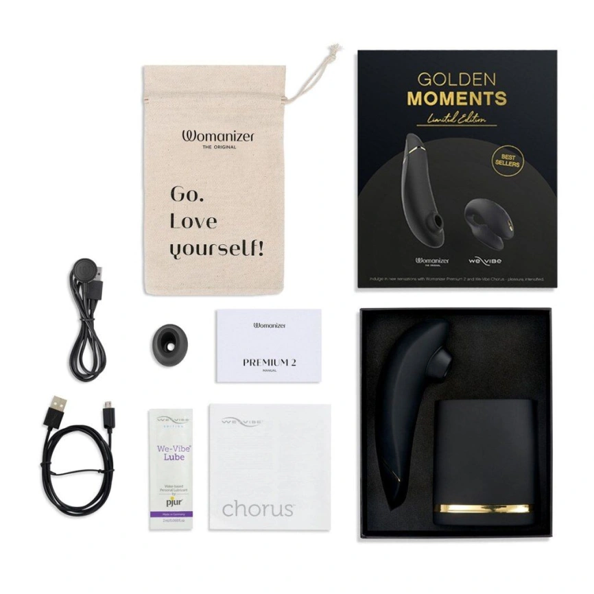 Премиальный подарочный набор Golden Moments: Womanizer Premium и We-Vibe Chorus Black фото 5