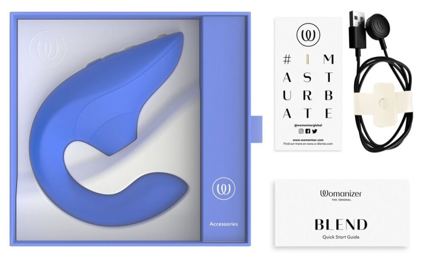 Вагінально-кліторальний стимулятор Womanizer Blend Vibrant Blue, вібрація + вакуум, 2 мотори фото 6