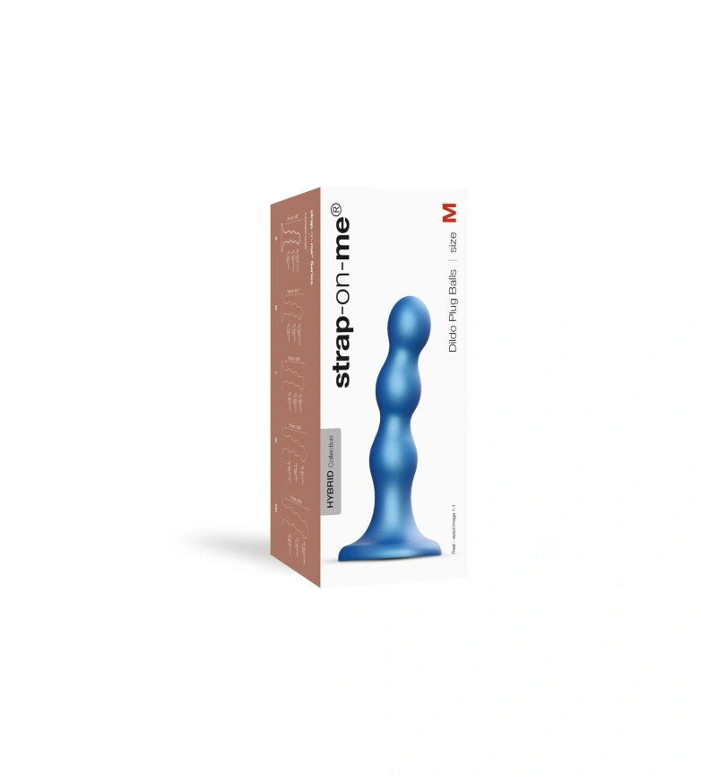 Насадка для страпона Strap-On-Me Dildo Plug Balls Blue Metallic M фото 4