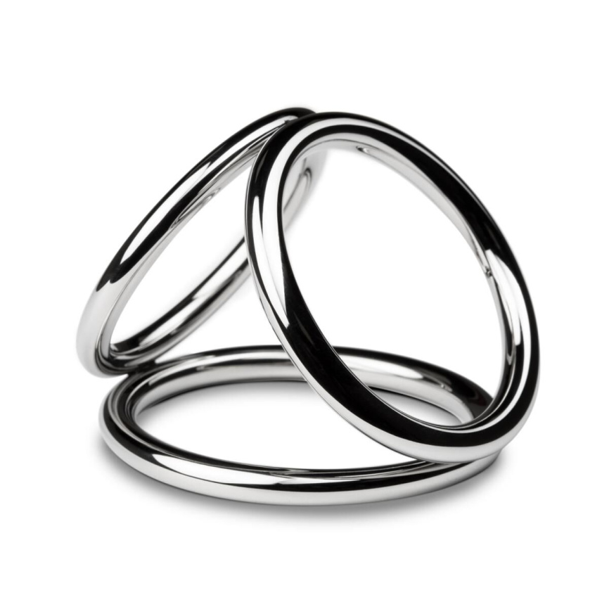 Потрійне ерекційне кільце Sinner Gear Unbendable – Triad Chamber Metal Cock and Ball Ring – Large фото 1