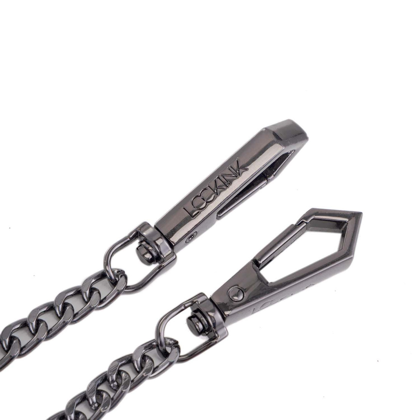 Нашийник з повідцем LOCKINK Tied Collar with Leash Set, чорний, ланцюг зі шкіряною петлею та карабіном фото 8
