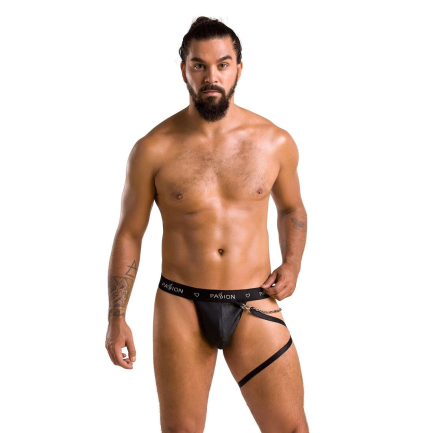 Чоловічі трусики танга з підв’язкою Passion 058 THONG BILL L/XL Black фото 9