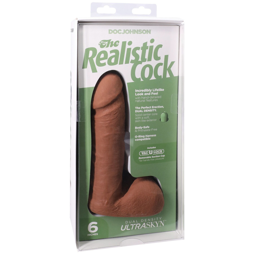 Фалоімітатор Doc Johnson The Realistic Cock ULTRASKYN - 6 Inch with Balls Caramel фото 8