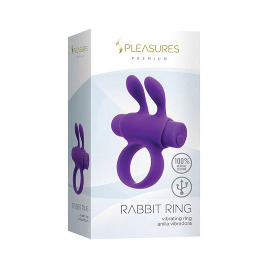 Ерекційне віброкільце S Pleasures Premium Rabbit Ring фіолетове, зі знімною віброкулею та вушками фото 2