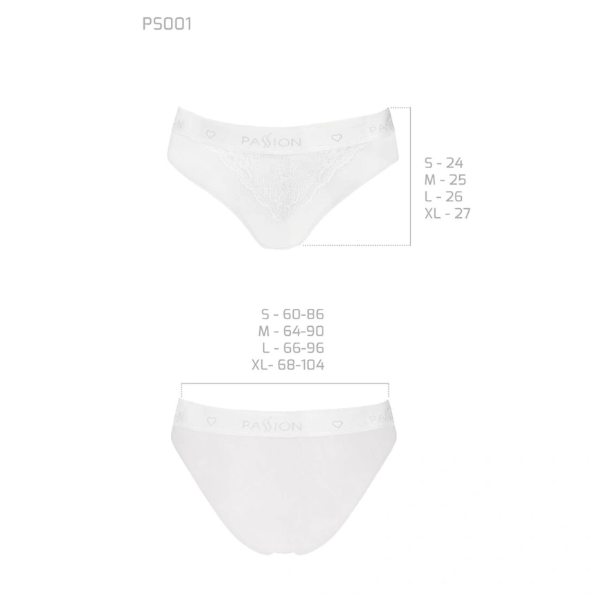Трусики с широкой резинкой и кружевом Passion PS001 PANTIES L, white фото 10