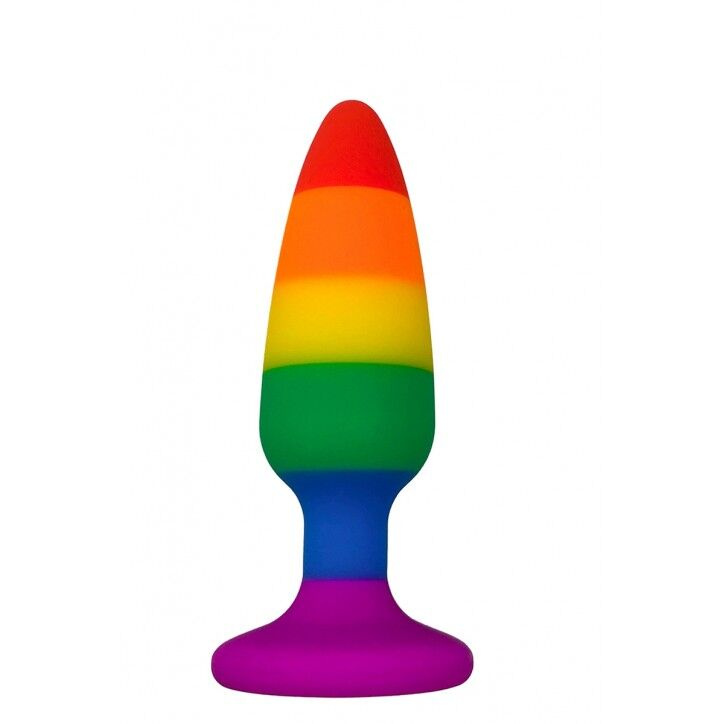 Силіконова анальна пробка Wooomy Hiperloo Silicone Rainbow Plug M, діаметр 2,9 см, довжина 11 см фото 1