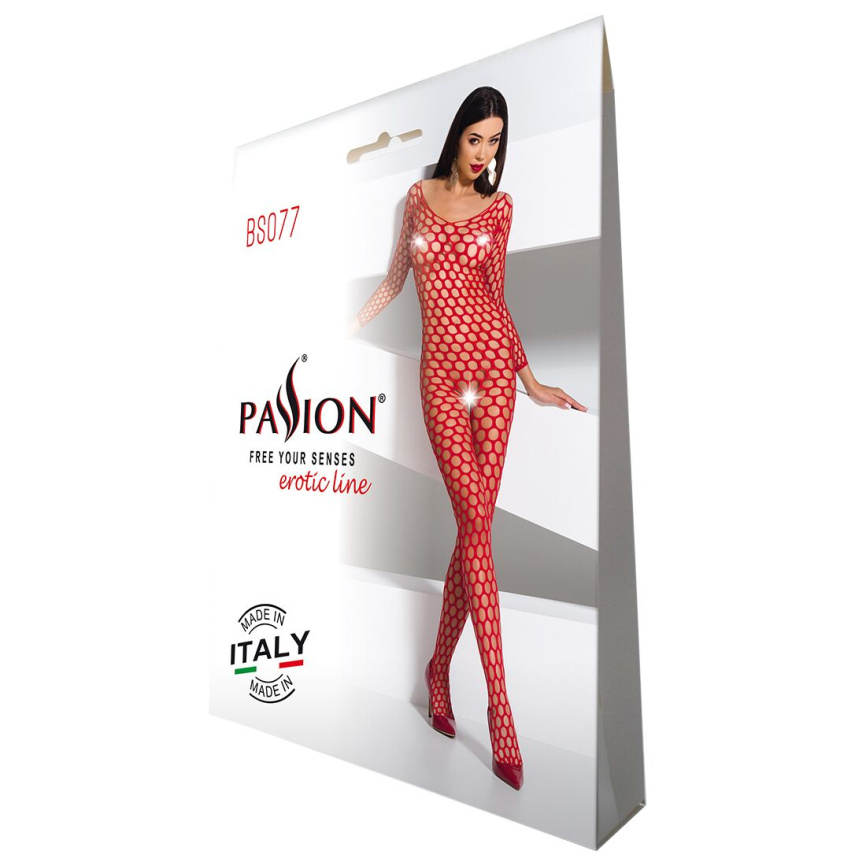 Бодістокінг з великою сіткою Passion BS077 red фото 5