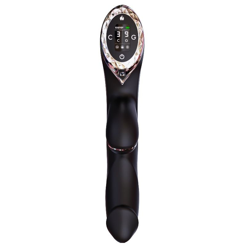 Вакуумний вібратор-кролик з підігрівом KISTOY A-King Pro Black, з LED-екраном фото 3