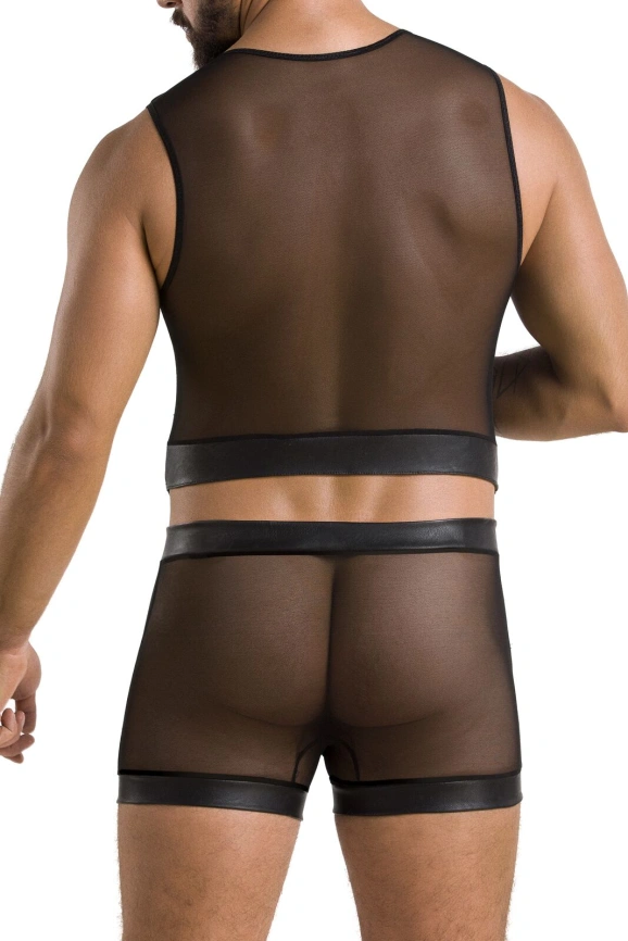 Комплект мужского белья на шнуровке Passion 053 SET WILLIAM S/M Black, жилет, боксеры фото 2