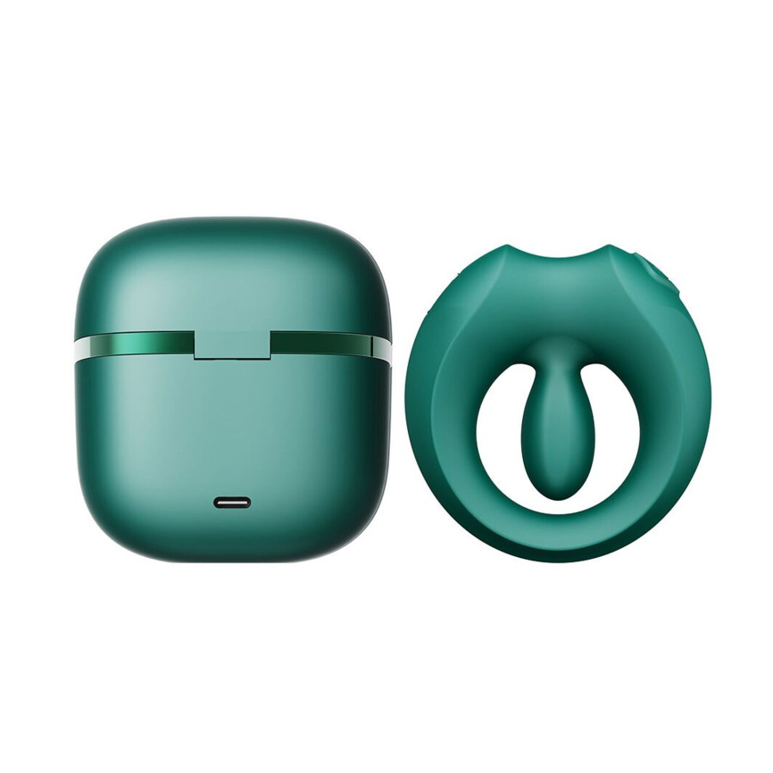 Ерекційне смарт-віброкільце Zalo Apis Turquoise Green, до 4 годин роботи, зарядний кейс фото 34
