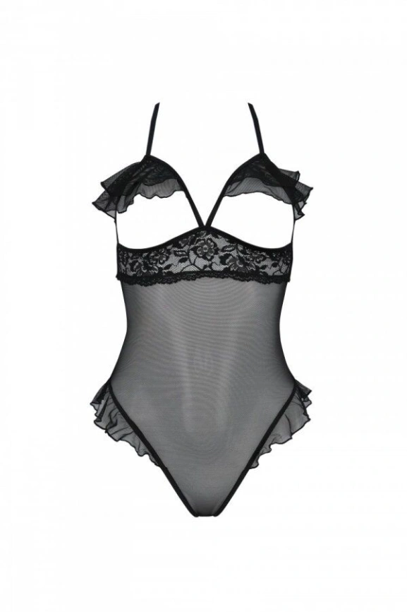 Эротическое боди Passion DOLLY BODY, S/M, black, с открытыми чашками фото 3