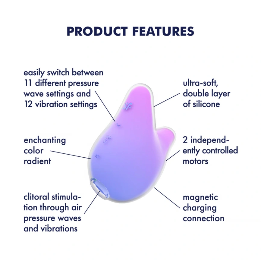 Вакуумный клиторальный стимулятор с вибрацией Satisfyer Mermaid Vibes Violet/Pink, 2 мотора фото 4